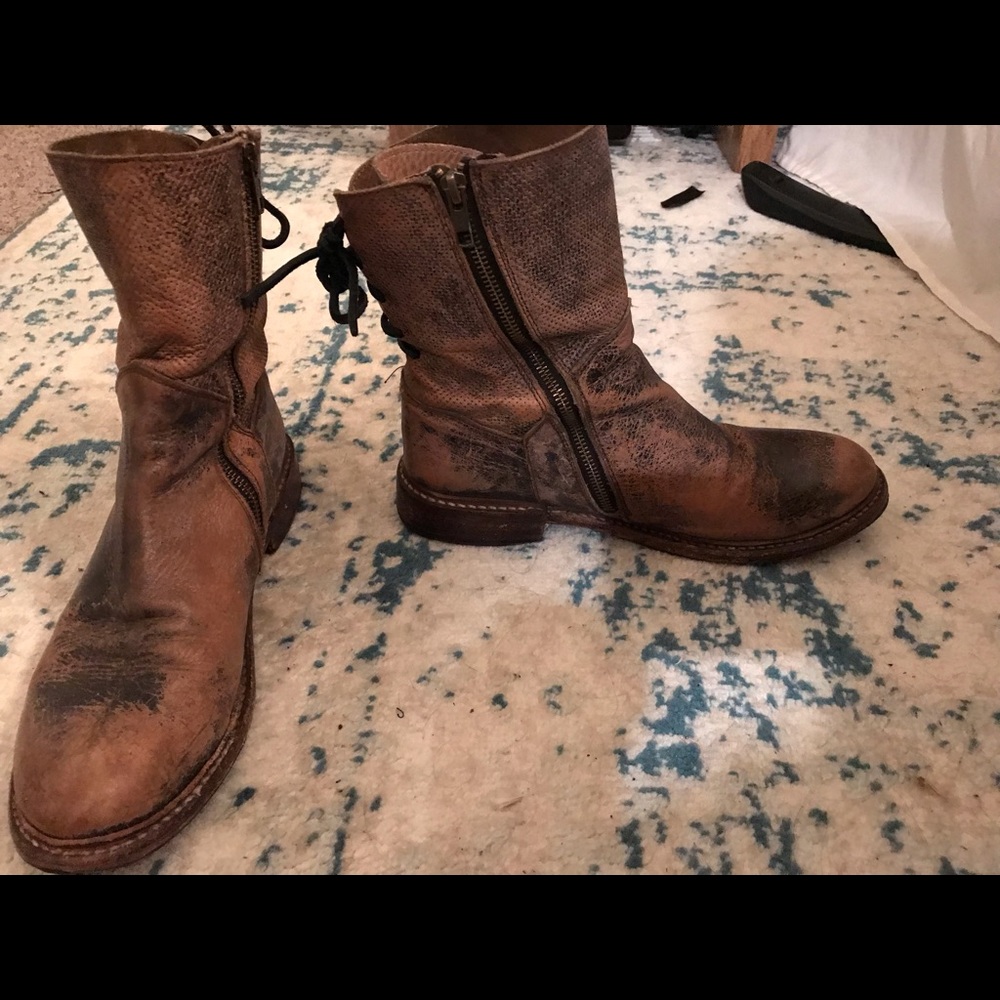 Bed Stu leather ankle boot with lace detail